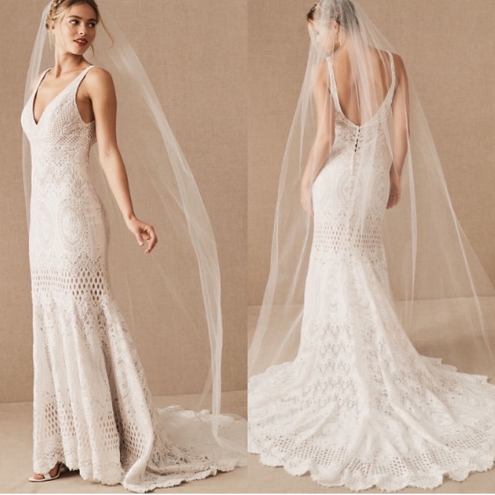 BHLDN Madeline Soft Tulle Classic Cathedral Bridal Wedding Veil White